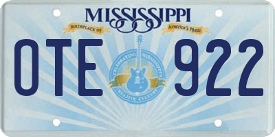 MS license plate OTE922