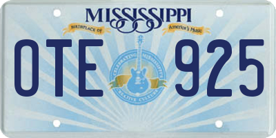 MS license plate OTE925
