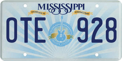 MS license plate OTE928