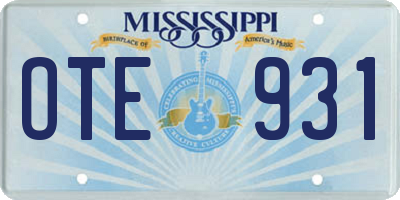 MS license plate OTE931