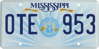 MS license plate OTE953