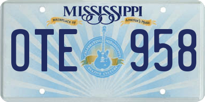 MS license plate OTE958