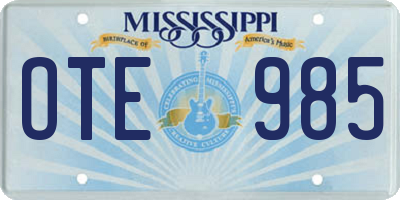 MS license plate OTE985