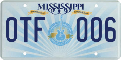 MS license plate OTF006
