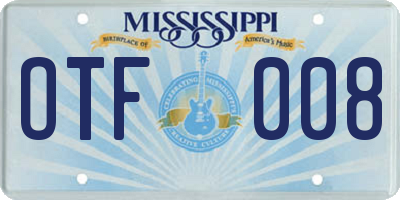 MS license plate OTF008