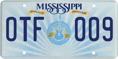 MS license plate OTF009