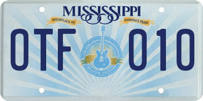 MS license plate OTF010