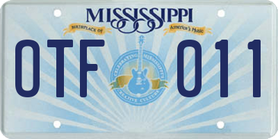 MS license plate OTF011