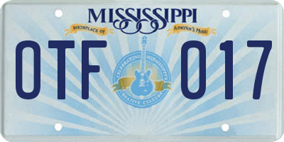 MS license plate OTF017