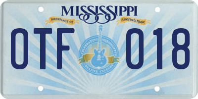 MS license plate OTF018