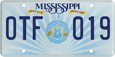 MS license plate OTF019