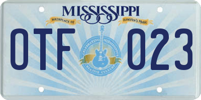 MS license plate OTF023