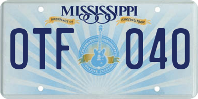 MS license plate OTF040