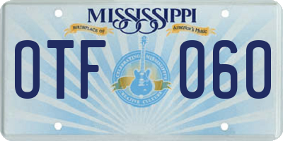 MS license plate OTF060
