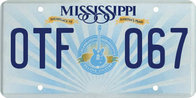 MS license plate OTF067