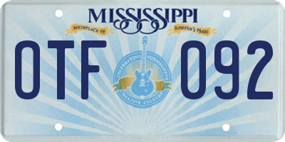 MS license plate OTF092