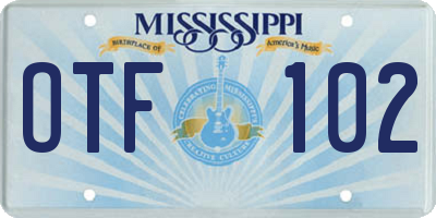 MS license plate OTF102