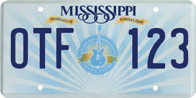 MS license plate OTF123