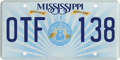 MS license plate OTF138