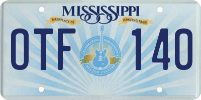 MS license plate OTF140