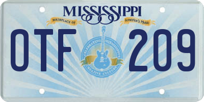 MS license plate OTF209