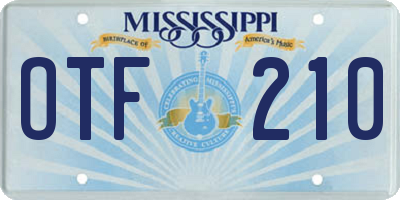 MS license plate OTF210
