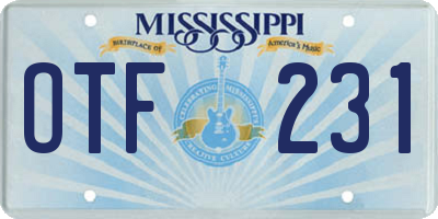 MS license plate OTF231