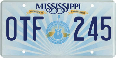 MS license plate OTF245