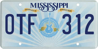 MS license plate OTF312