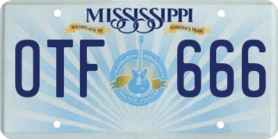 MS license plate OTF666