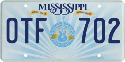 MS license plate OTF702