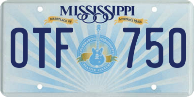 MS license plate OTF750