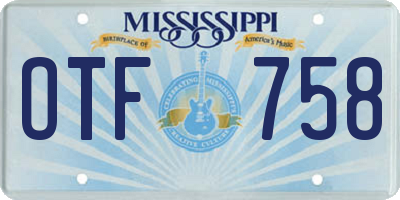 MS license plate OTF758