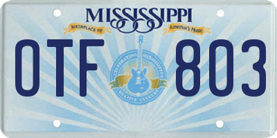 MS license plate OTF803