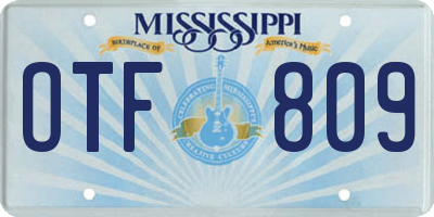 MS license plate OTF809