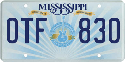 MS license plate OTF830
