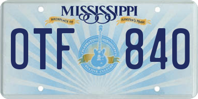 MS license plate OTF840