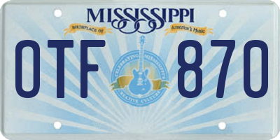 MS license plate OTF870
