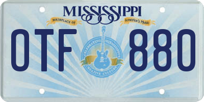 MS license plate OTF880
