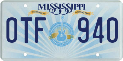 MS license plate OTF940