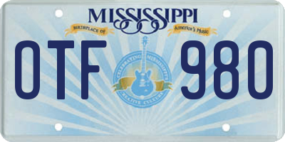 MS license plate OTF980