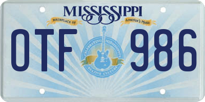 MS license plate OTF986