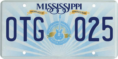 MS license plate OTG025