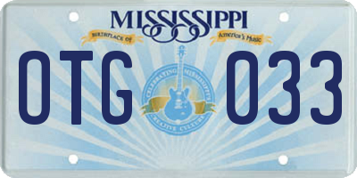 MS license plate OTG033