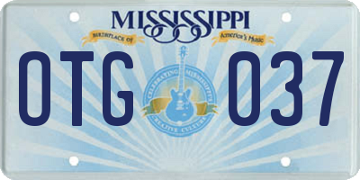MS license plate OTG037