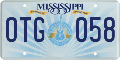 MS license plate OTG058