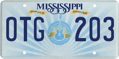 MS license plate OTG203