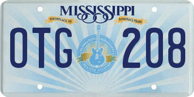 MS license plate OTG208