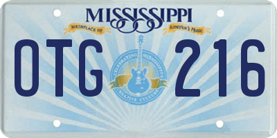 MS license plate OTG216