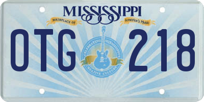 MS license plate OTG218